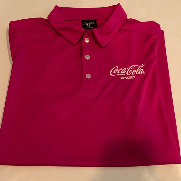 Coca Cola Other - Coca-Cola Spiced Embroidered Logo Polo Shirt Men’s Size Medium Fuchsia Pink Golf
